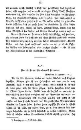 XLV. An die Frau Staatsrath Brauer.