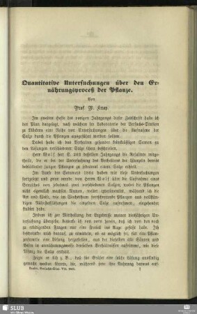 Quantitative Untersuchungen über den Ernährungsproceß der Pflanze