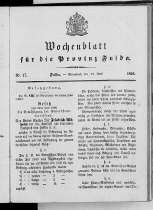 Nr. 17, Ausgabe vom 22. April 1848