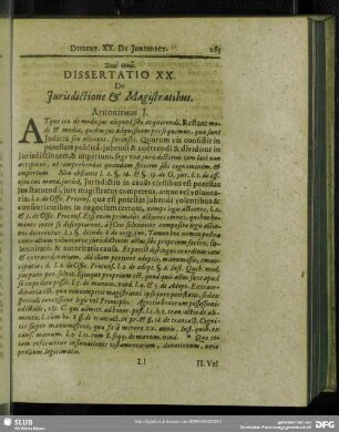 Dissertatio XX. De Jurisdictione & Magistratibus