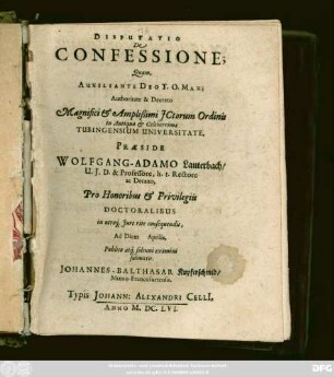 Disputatio De Confessione