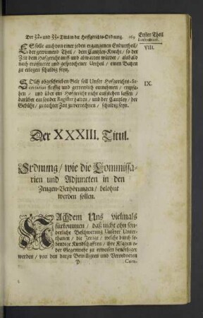 Der XXXIII. Titul.
