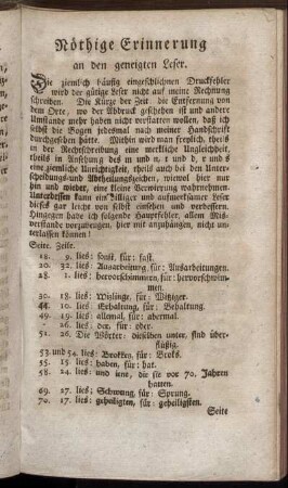 Noethige Erinnerung an den geneigten Leser