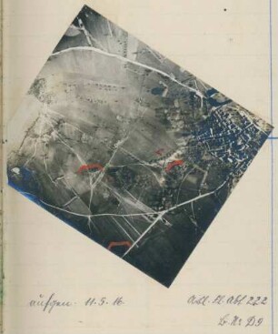 Foto feindlicher Batterien westlich von Moulins (Luftbild)