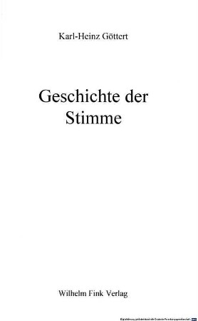 Geschichte der Stimme