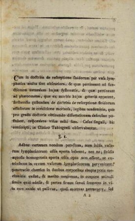 Dissertatio inauguralis medica De organis morbosis resorptionem puris praecipue spectantibus