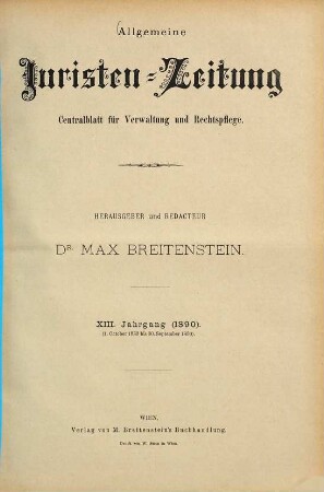 Allgemeine Juristen-Zeitung. 13. 1890
