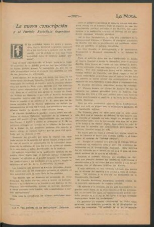La nueva conscripción y el Partido Socialista Argentino