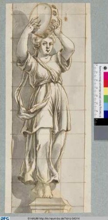Stehende weibliche Figur mit Tamburin