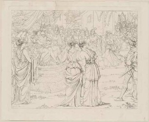 Zu Goethes "Faust II", Blatt 6: Faust und Helena auf dem Thron