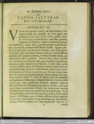 De Causis Iacturae Rei Literariae