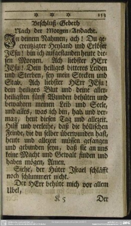 Beschluß-Gebeth Nach der Morgen-Andacht