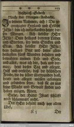 Beschluß-Gebeth Nach der Morgen-Andacht