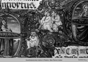 Anfangsseite - Missale, Anfangsseite: Initialen m. David u. Gottvater