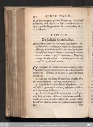 Caput V. De iudiciis Criminalibus.