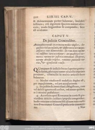 Caput V. De iudiciis Criminalibus.