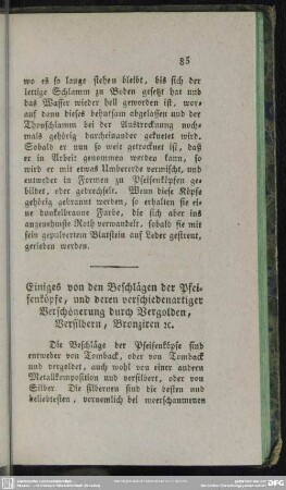 Einiges von den Beschlägen der Pfeifenköpfe, und deren verschiedenartiger Verschönerung durch Vergolden, Versilbern, Bronziren etc.