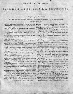 Monatsregister September 1809