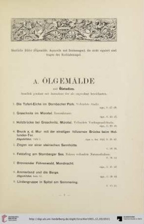 A. Ölgemälde und Ölstudien (Nr. 1-53)