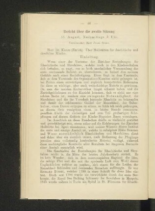 Bericht über die zweite Sitzung 13. August, Nachmittags 3 Uhr.