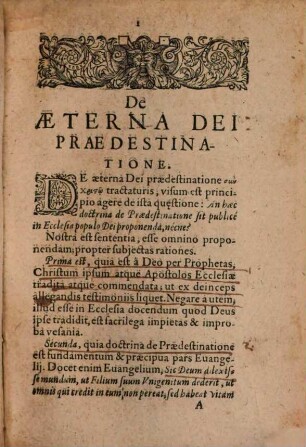 Amandi Polani a Polansdorf ... De Aeterna Dei Praedestinatione Didascalia