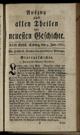 XXIII. Stück. Coburg, den 4. Jun. 1760.