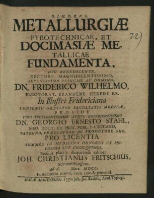 Metallurgiae Pyrotechnicae, Et Docimasiae Metallicae Fundamenta