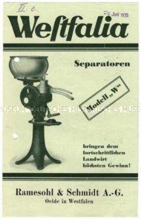 Milchseparatoren Modell W