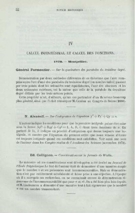 IV. CALCUL INFINITÉSIMAL ET CALCUL DES FUNCTIONS.