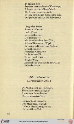 Albert Ehrenstein: Der Berserker schreit