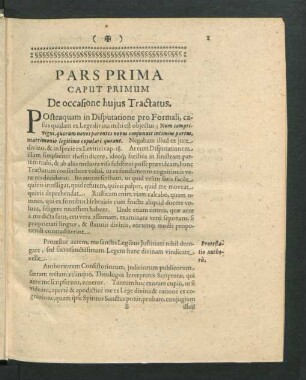 Caput Primum. De occasione huius Tractatus.