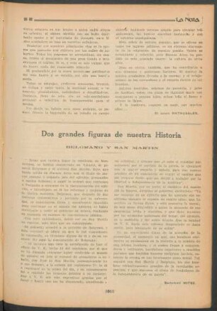 Dos grandes figuras de nuestra historia : Belgrano y San Martín
