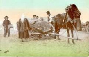 Bauern aus Russisch-Polen mit zerbrochenm Leiterwagen