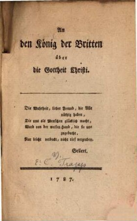 An den König der Britten über die Gottheit Christi