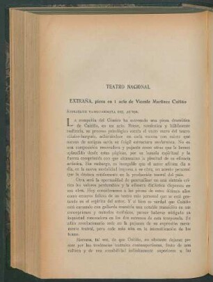 Teatro nacional : Extraña, pieza en 1 acto de Vicente Martínez Cuitiño