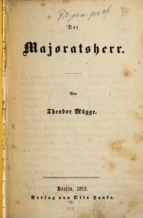 Der Majoratsherr