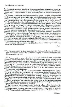 181 [Rezension] Wojtecki, Dieter, Studien zur Personengeschichte des Deutschen Ordens im 13. Jahrhundert