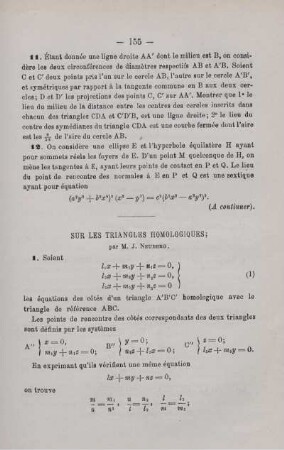 SUR LES TRIANGLES HOMOLOGIQUES.