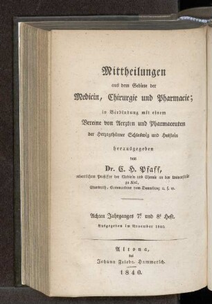 Achten Jahrganges 7. und 8. Heft. Ausgegeben im November 1840. - Sechsten Jahrganges 7. und 8. Heft. Ausgegeben im November 1840.