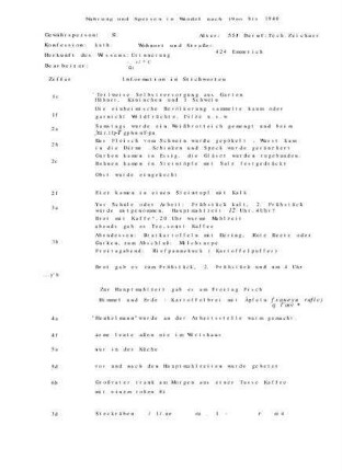 Fragebogenantworten zu Ernährungsgewohnheiten