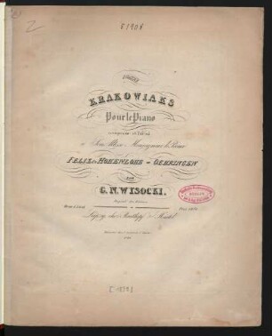 Livr. I: Quatre Krakowiaks Pour Le Piano