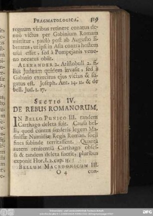 Sectio IV. De Rebus Romanorum.