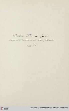 Robert Havell, junior, engraver of Audubon's "The birds of America"
