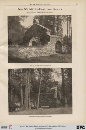 23: Der Waldfriedhof von Davos : Arch. Rudolf Gaberel, B.S.A., Davos