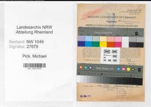 Entnazifizierung Michael Pick , geb. 14.08.1894 (Zugfuehrer)