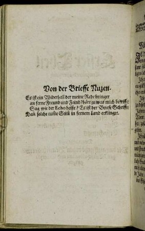 Von der Brieffe Nuzen.