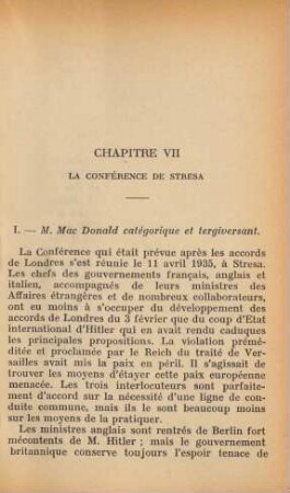Chapitre VII La Conférence De Stresa