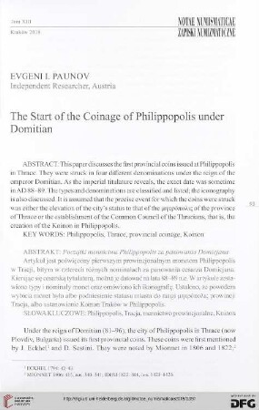 13: The start of the coinage of Philippopolis under Domitian