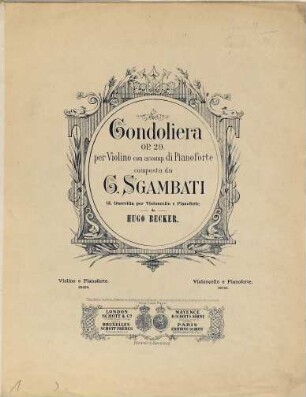 Gondoliera : per violino con accomp. di pianoforte ; op. 29