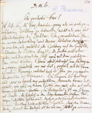 Brief an Heinrich Hemmer